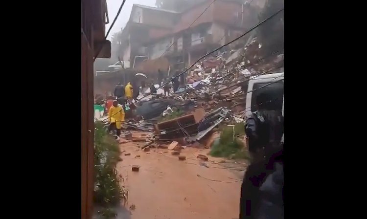 Desabamento causa três mortes em Petrópolis, no RJ